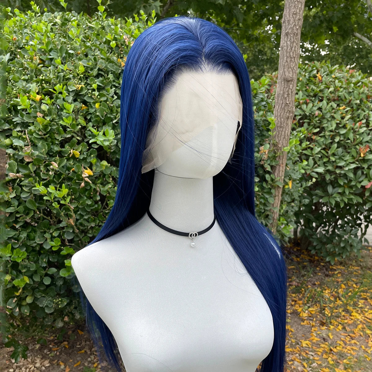Dark Blue 13X4 Synthetic Long Sliky Straight Lace Wig