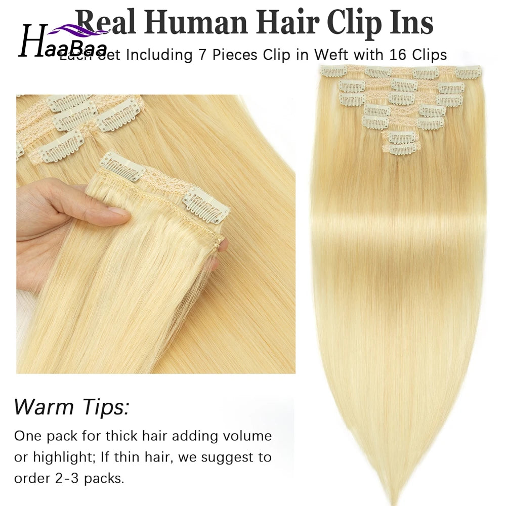 Human Hair Clip-In Extensions 7pcs/pack