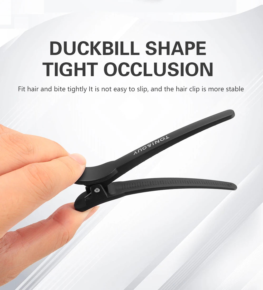 12pcs Hairdressing Hair Clip Salon  Alligator Hair Clips Plastic Black Non-Slip Clamps Salon Hair Care Styling Tools