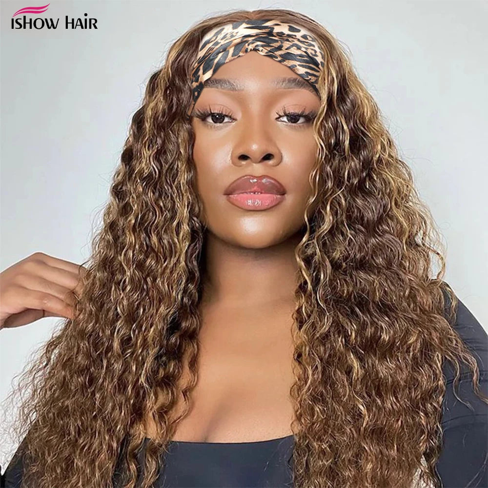 Deep Wave P4/27 Highlight Human Hair Headband Wig