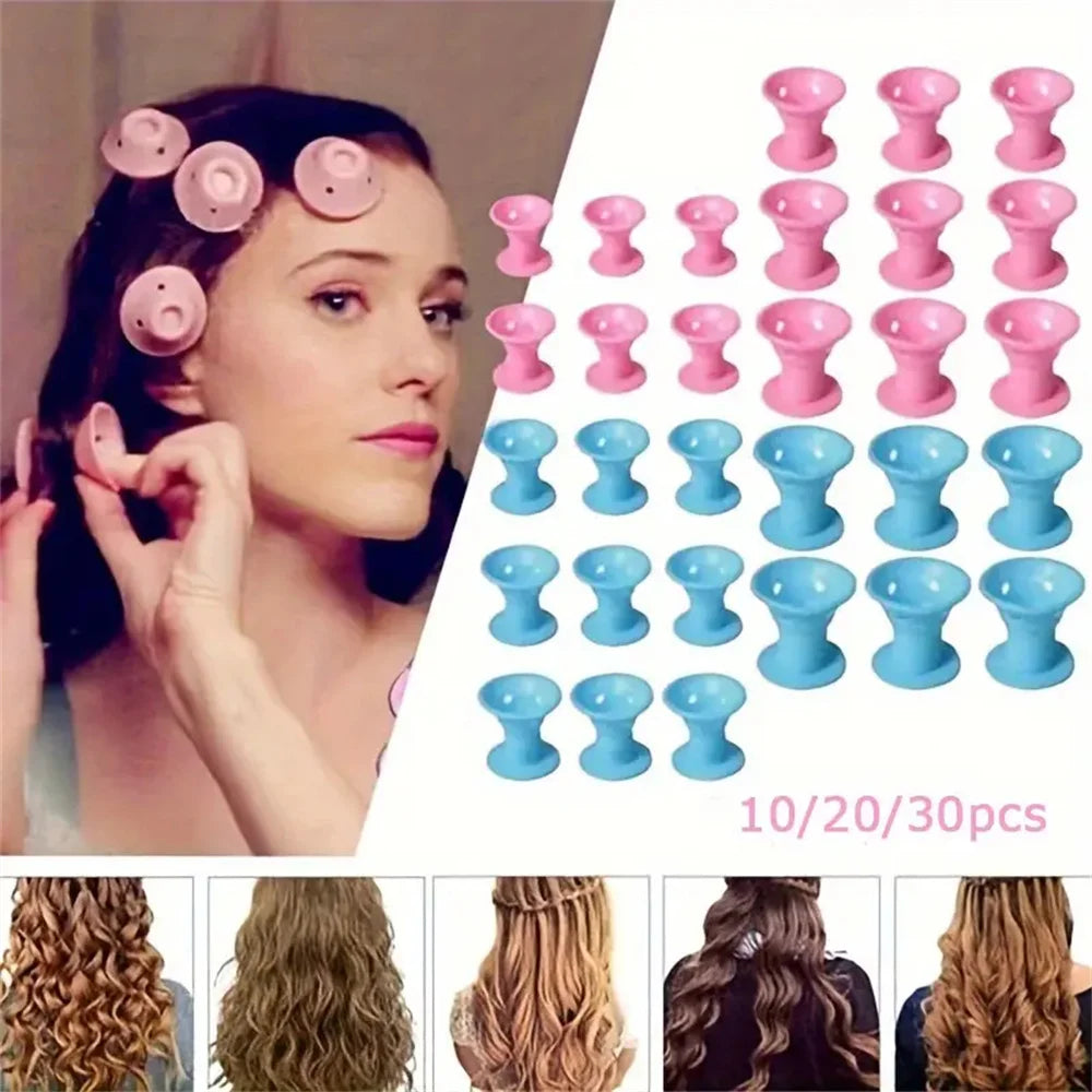 10/20pcs Mushroom Hair Curlers Soft Gentle Hair Care Rollers Non-Slip Silicone Wave Formers for Easy DIY Styling Curling Tools
