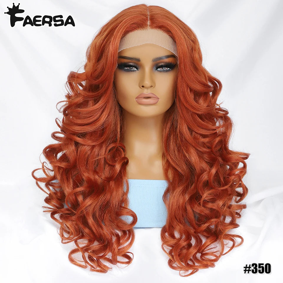 Black Brown Curly Synthetic Lace Front Wigs - Various Colors Available