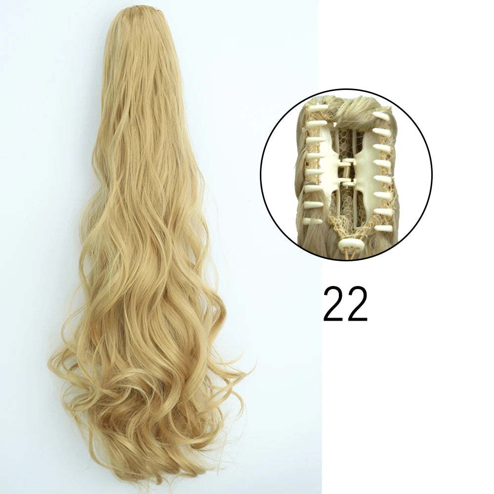 Synthetic Long Straight Claw Clip On 24Inch Ponytail