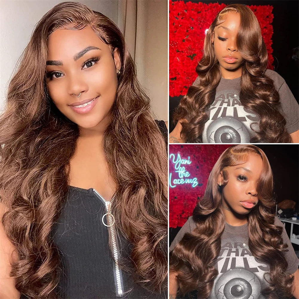 Brazilian Chocolate Brown Body Wave - Gluless HD Preplucked Lace Frontal Human Hair Wig