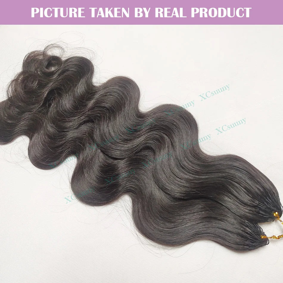 Body Wave Crochet Human Hair Knotless Invisible Crochet Extensions With String In The Middle