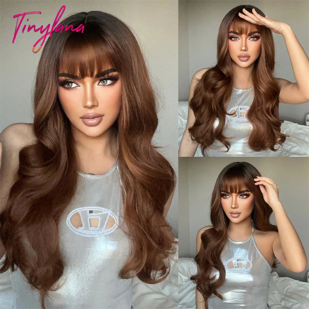 Long Curly Wavy Cosplay Synthetic Wigs With Bangs - Various Colors Available
