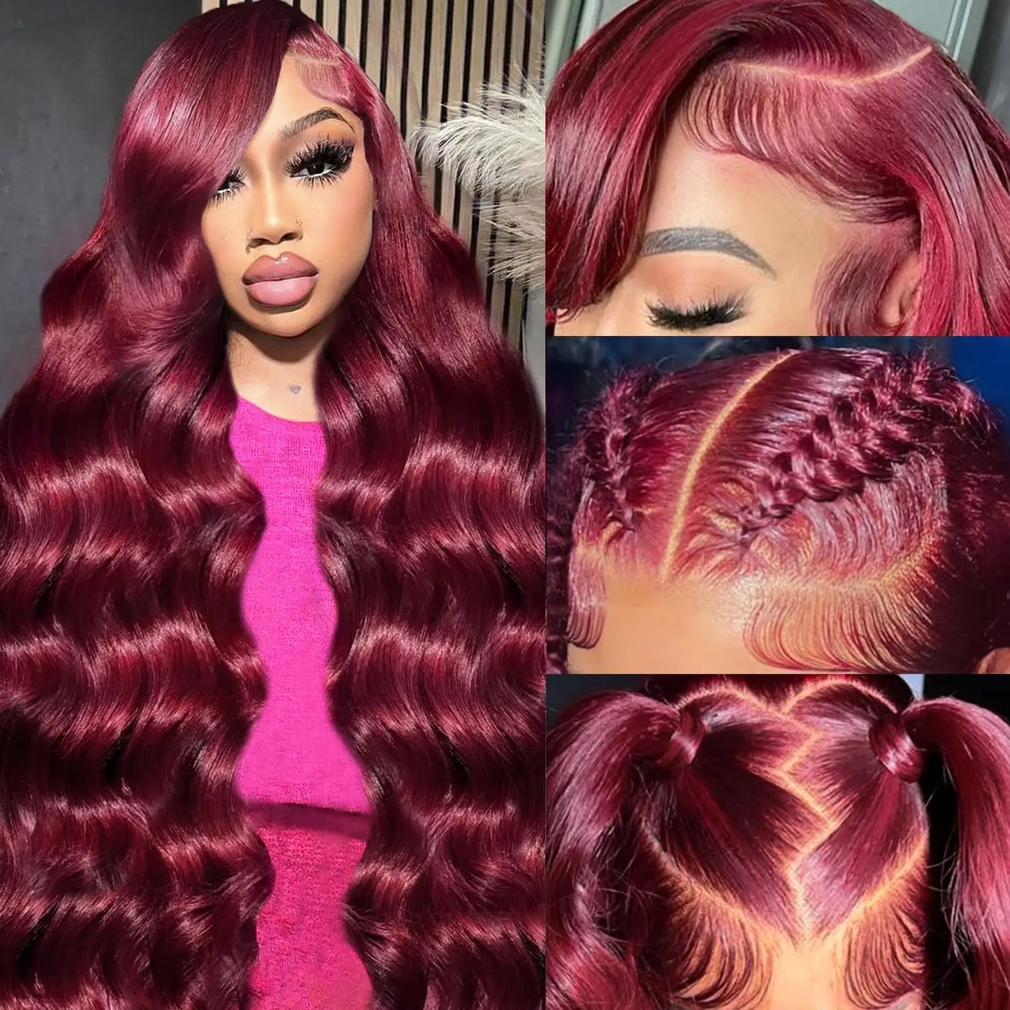 Burgundy Body Wave - HD Transparent Lace Front Human Hair Wig