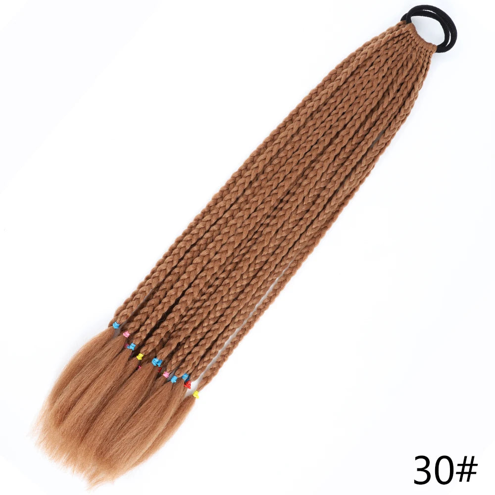 Synthetic Gradient Color Braided Ponytails With Elastic Band