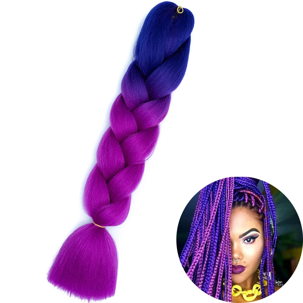 24" Synthetic Yaki Jumbo Braiding Hair - Various Colors Available