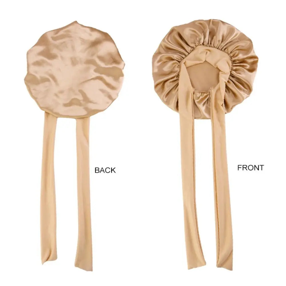 Silk Bonnet Sleeping Caps With Bow Headband