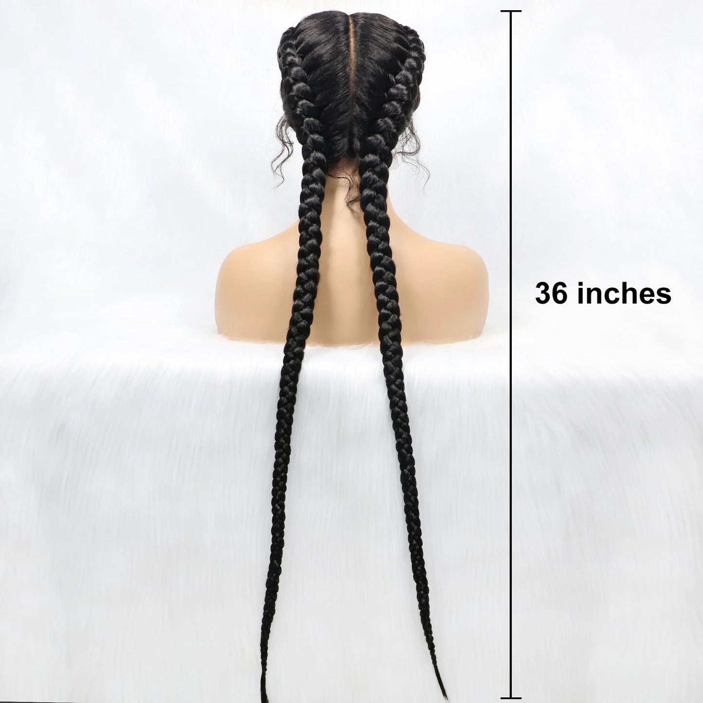 36 Inches Long Lace Front Synthetic Braided Wigs With Baby Hair - Various Colors Available