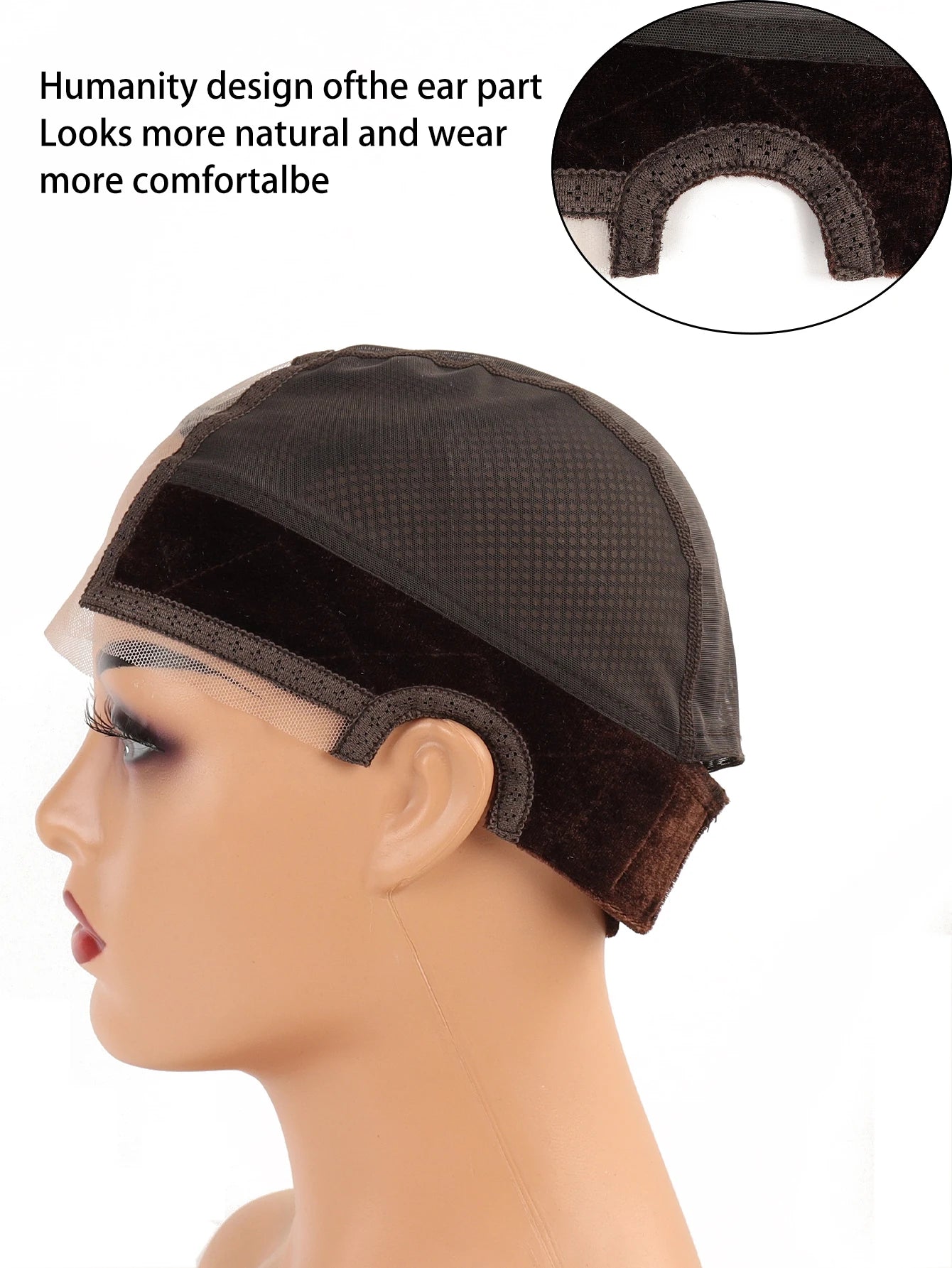 Female Headband Wig Cap Hd Lace Wig Cap For Wig Making U Part Wig Caps With Adjustable Velvet Wig Grip To Wear Wig Nude Hair Net