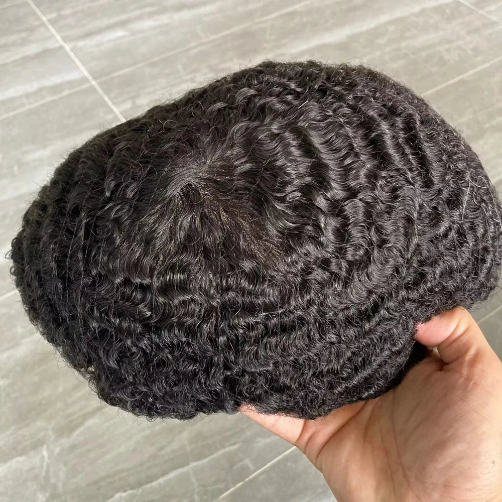 Wave Style Breathable Mono Lace Top Human Hair - Solution Prosthesis Hairpiece Unit