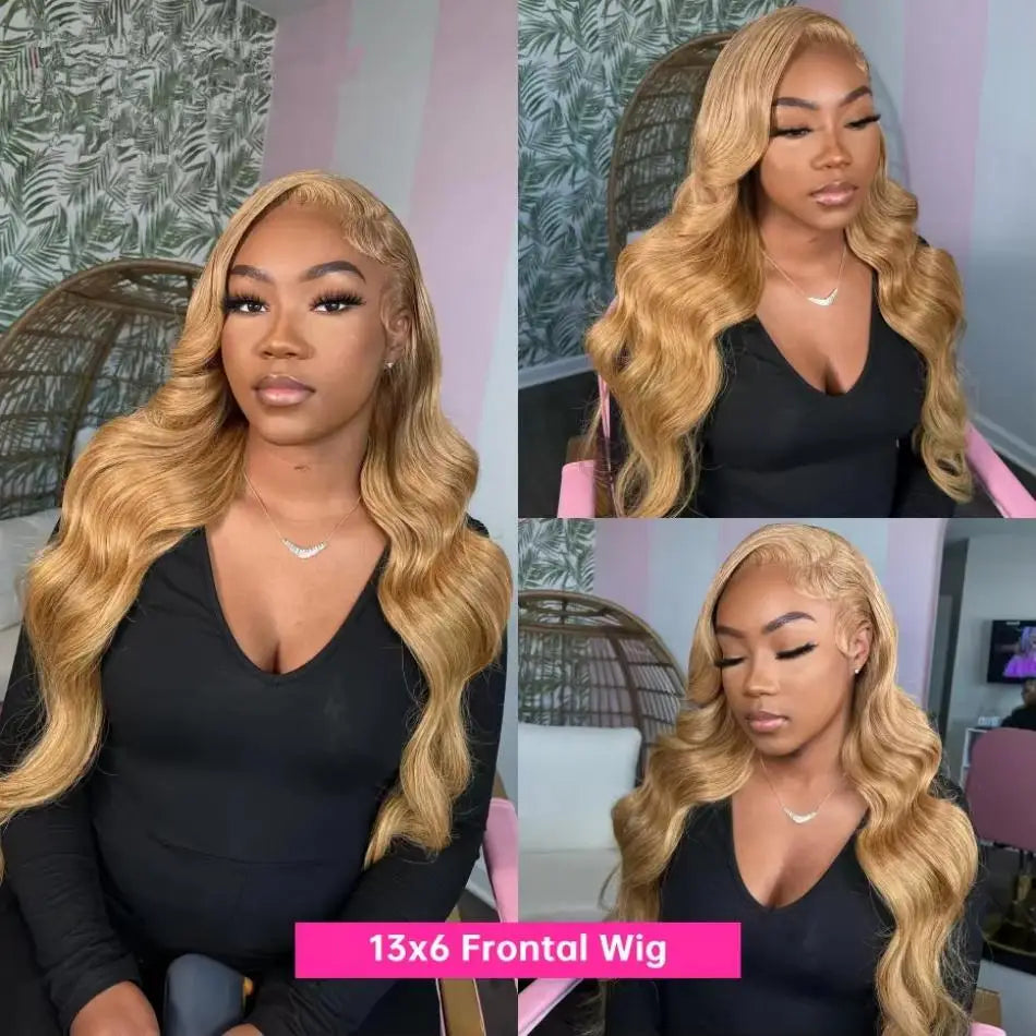 Honey Blonde Body Wave - Preplucked Lace Frontal Human Hair Wig