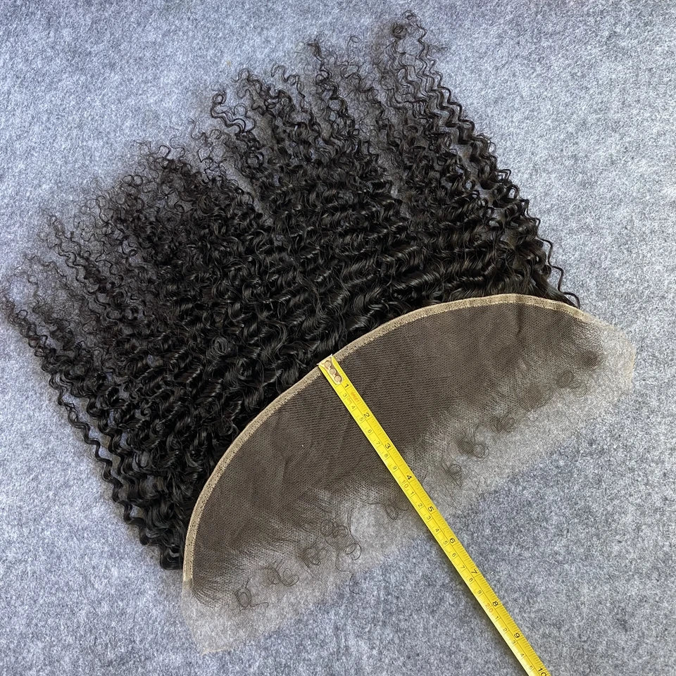 Deep Curly PrePlucked Natural Hairline - Invisible HD Lace Frontal (Human Hair)