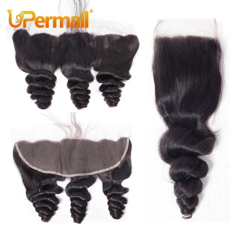 Loose Body Wave 100% Human Hair Lace Closure or Pre Plucked Swiss HD Transparent Frontal