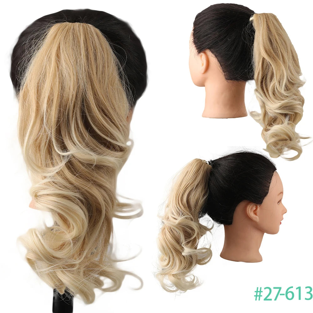 Synthetic Claw Clip In Short Curly Ponytails