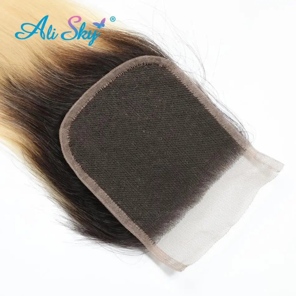 Brazilian Virgin Human Hair Straight Swiss Lace Closure HD Transparent 1B  & 613 Honey Blonde