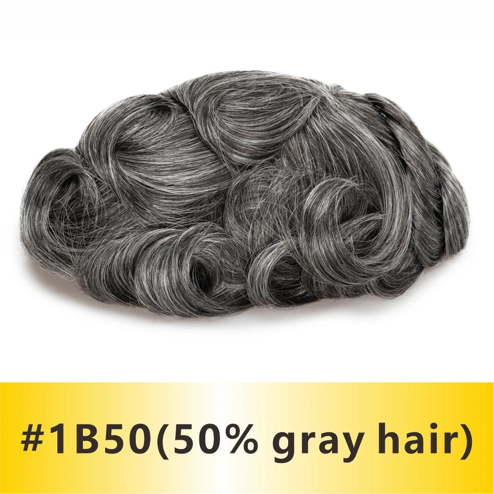 Natural Hairline Toupee Human Hair Double Knots Hair System - Various Options Available