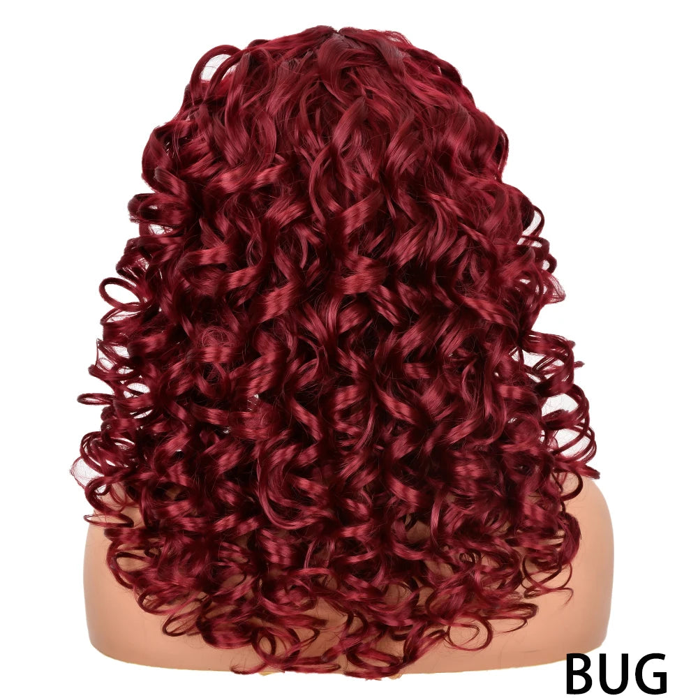 Synthetic Curly Wigs With Bangs - Various Colors Available