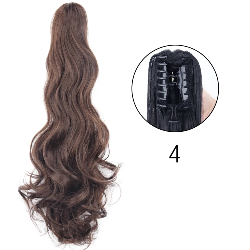 Synthetic Long Straight Claw Clip On 24Inch Ponytail