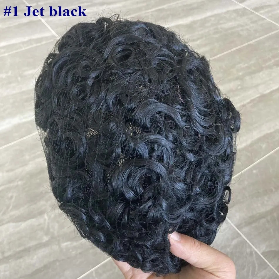Full Skin Base 20mm Curly Human Hair- Durable Prosthesis System With Natural Frontline - Various Colors Available