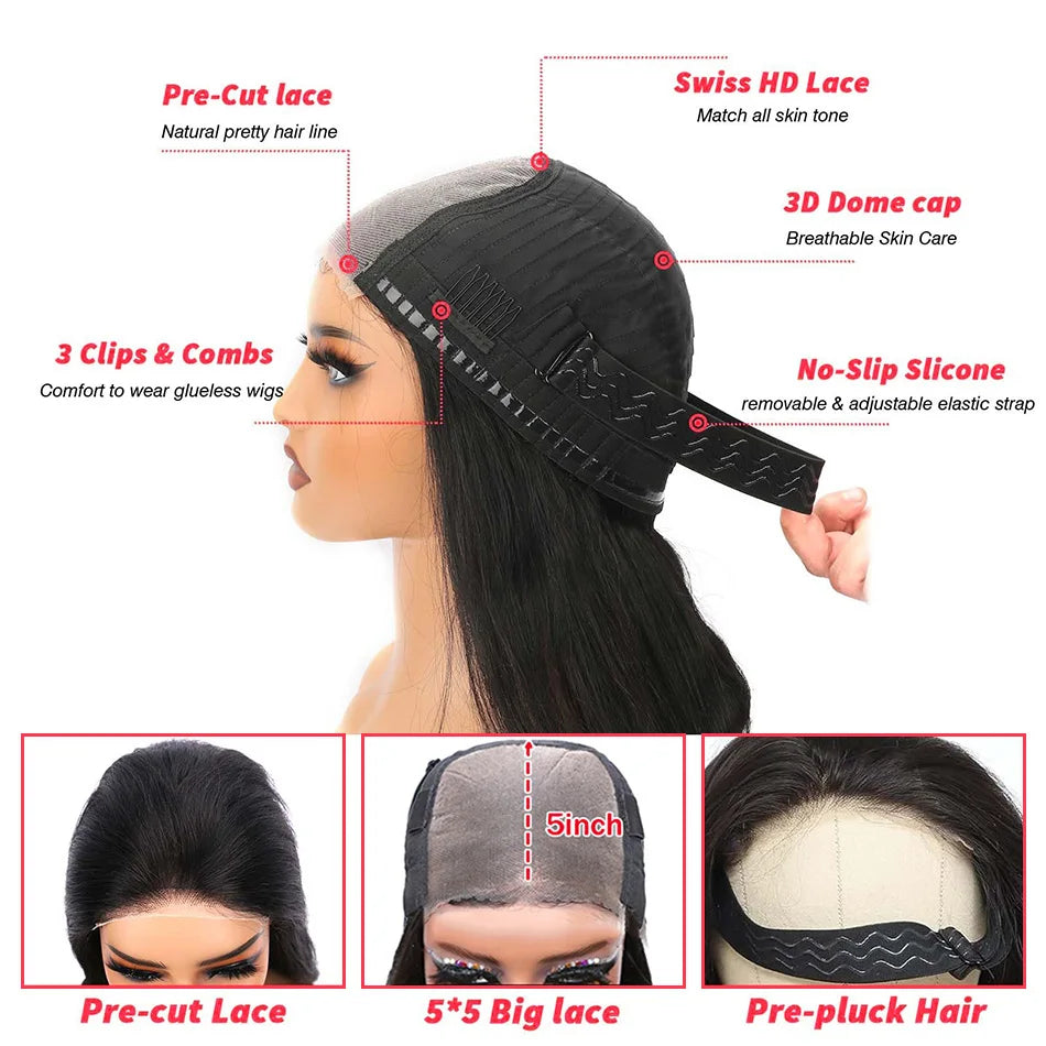 Brazilian Body Wave - Glueless HD Lace Front Wear & Go Human Hair Wig