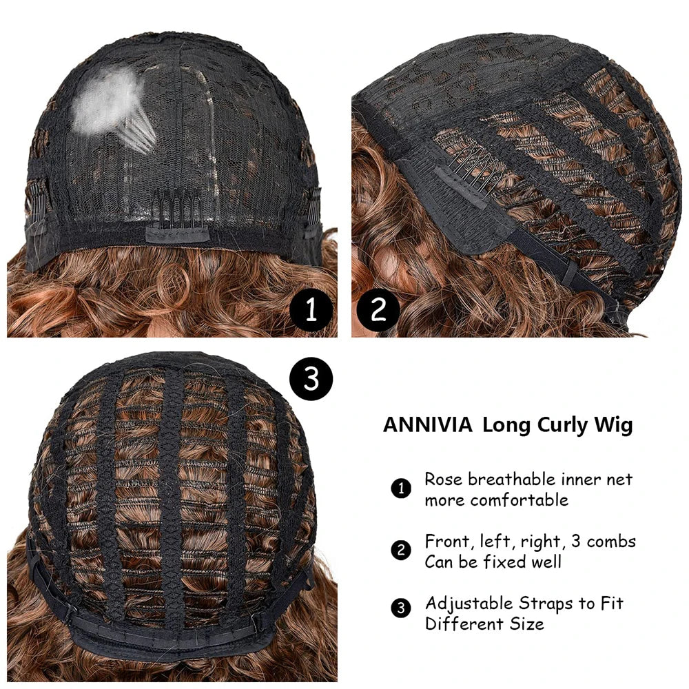 Synthetic Curly Wig With Bangs - Various Colors Available
