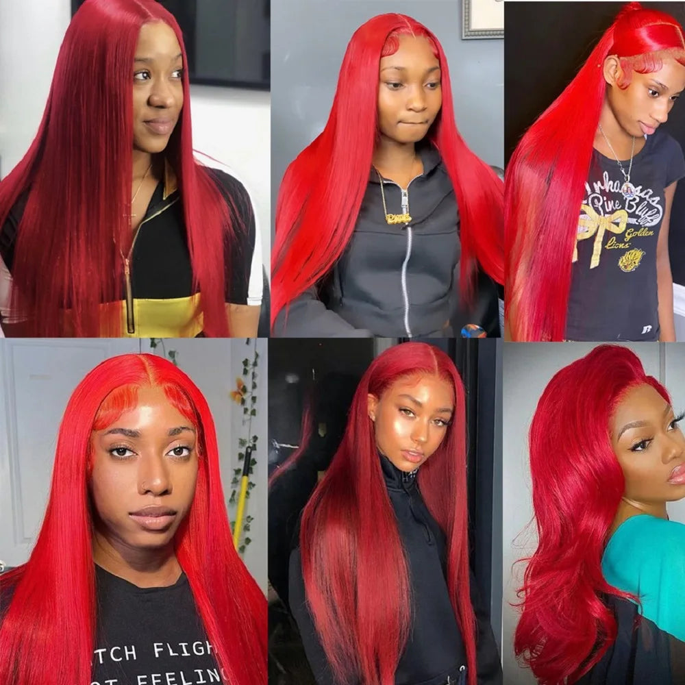 Brazilian Straight Pre-plucked Lace Frontal - Human Hair Wig -  Red Hot Color