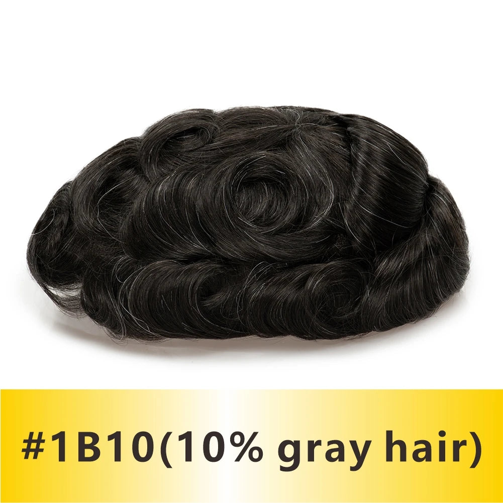Natural Hairline Toupee Human Hair Double Knots Hair System - Various Options Available