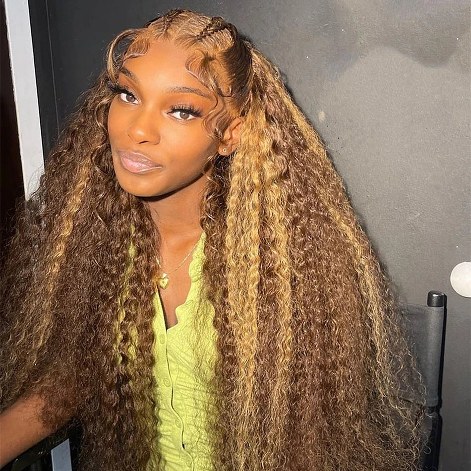 Brazilian Deep Wave Curly Highlight Color - HD Lace Human Hair Wig