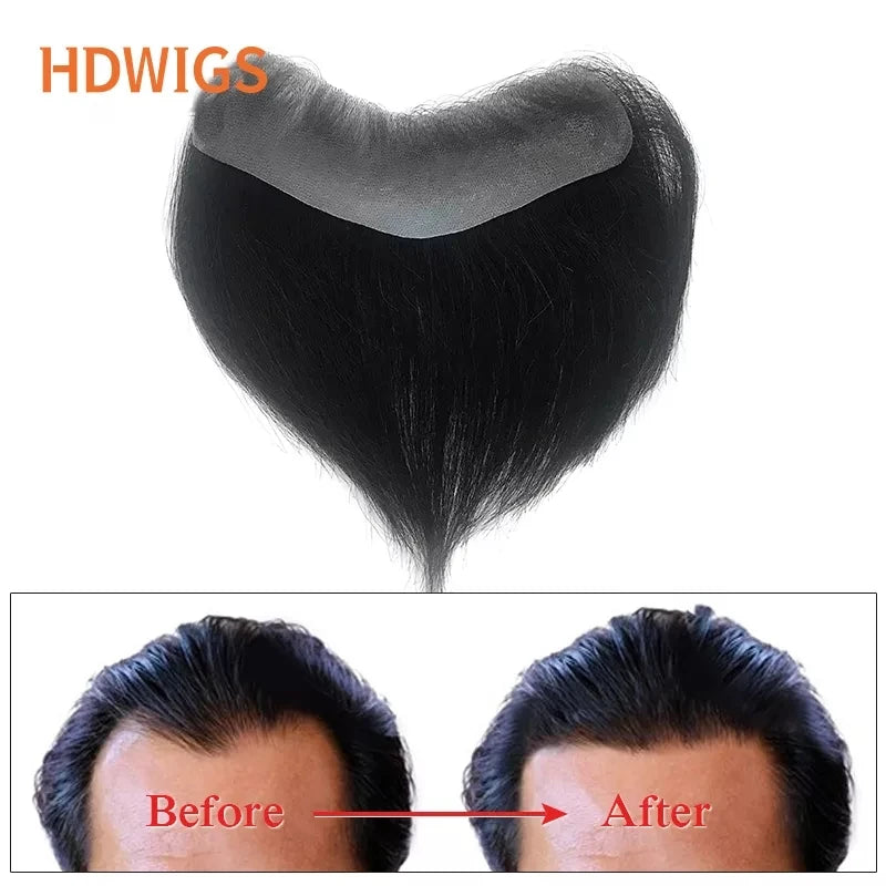 Straight 100% Human Remy Hair V Style Thin Skin Full PU Men's Capillary Prosthesis Frontal - Various Options Available