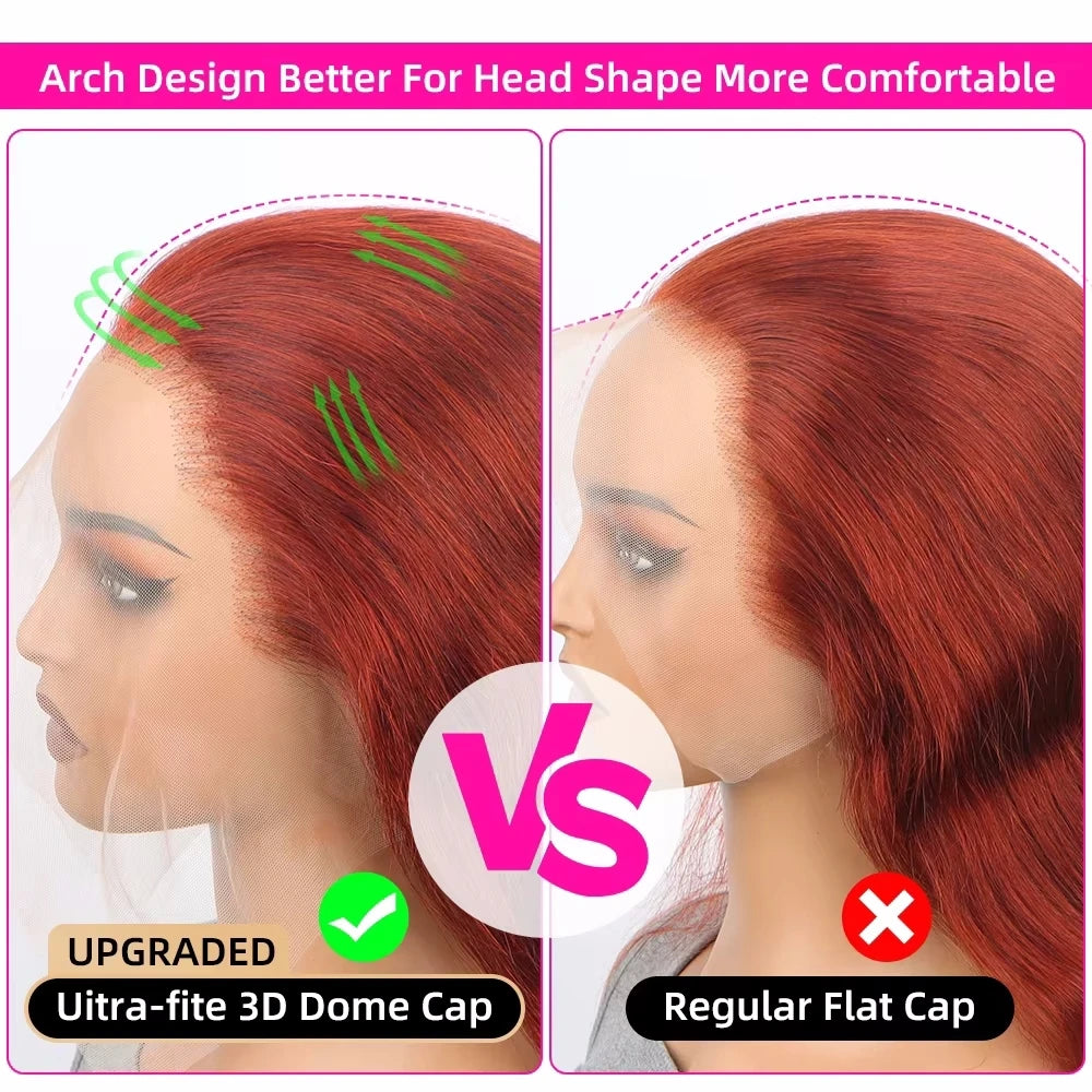 Reddish Brown Straight 13x6 Pre Plucked HD Lace Front Human Hair Wig