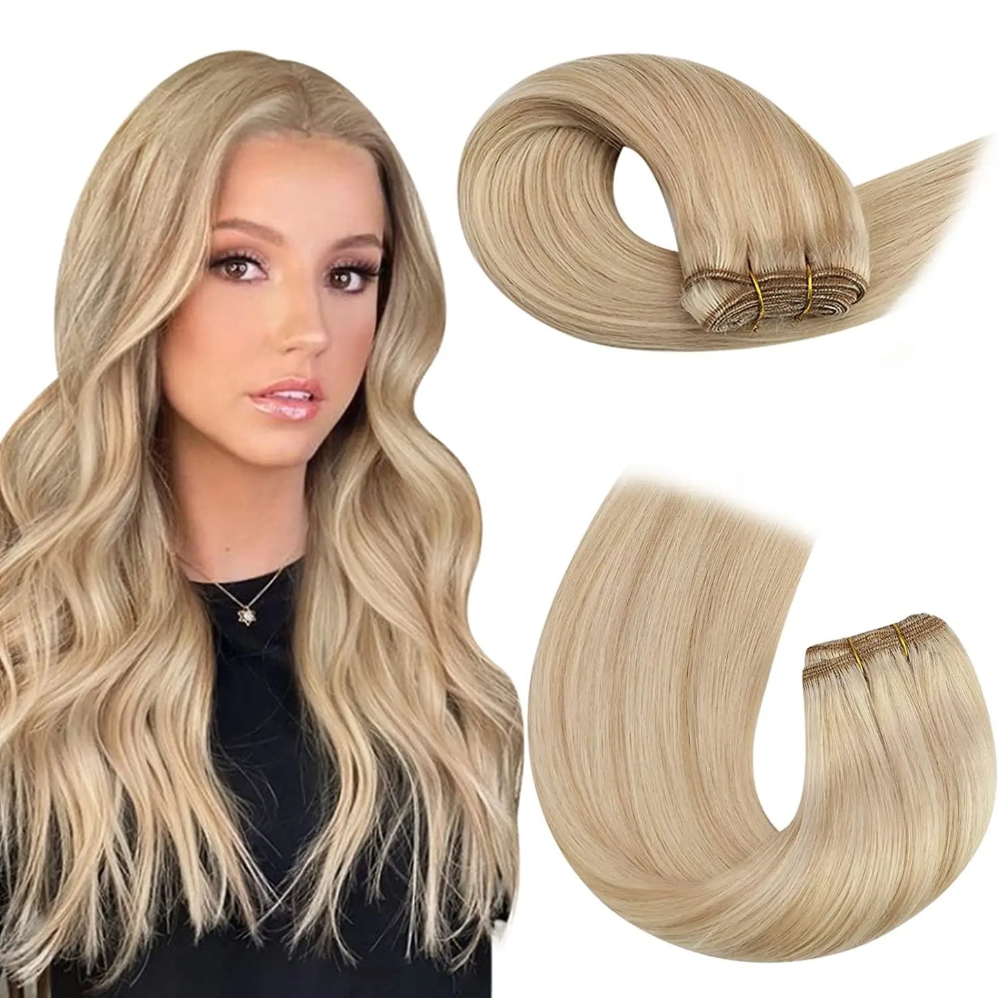Straight Human Hair Bundles Weave Balayage Hair Pieces