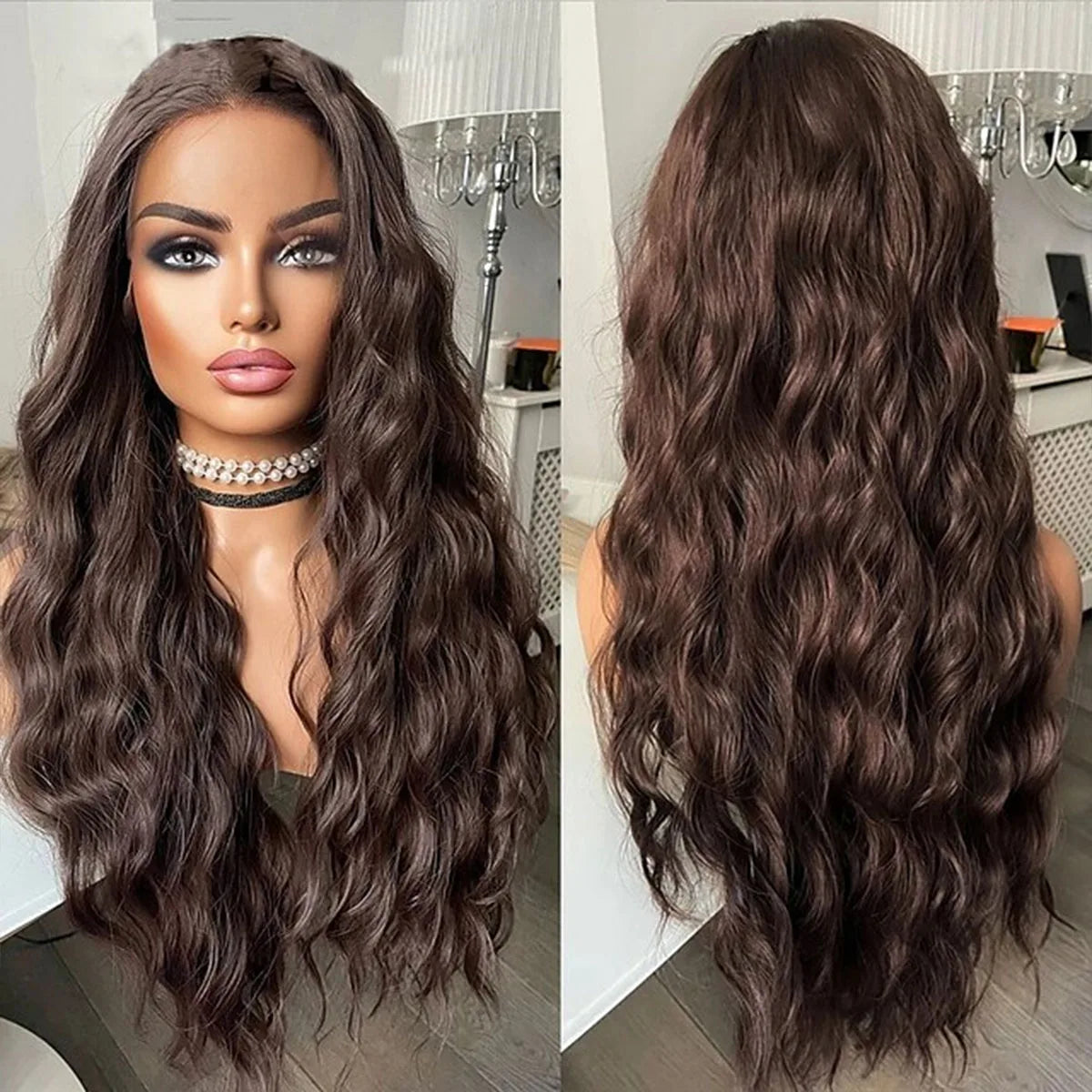 24 Inch Water Wave Synthetic Lace Front Pre Plucked Wigs - Various Colors Available