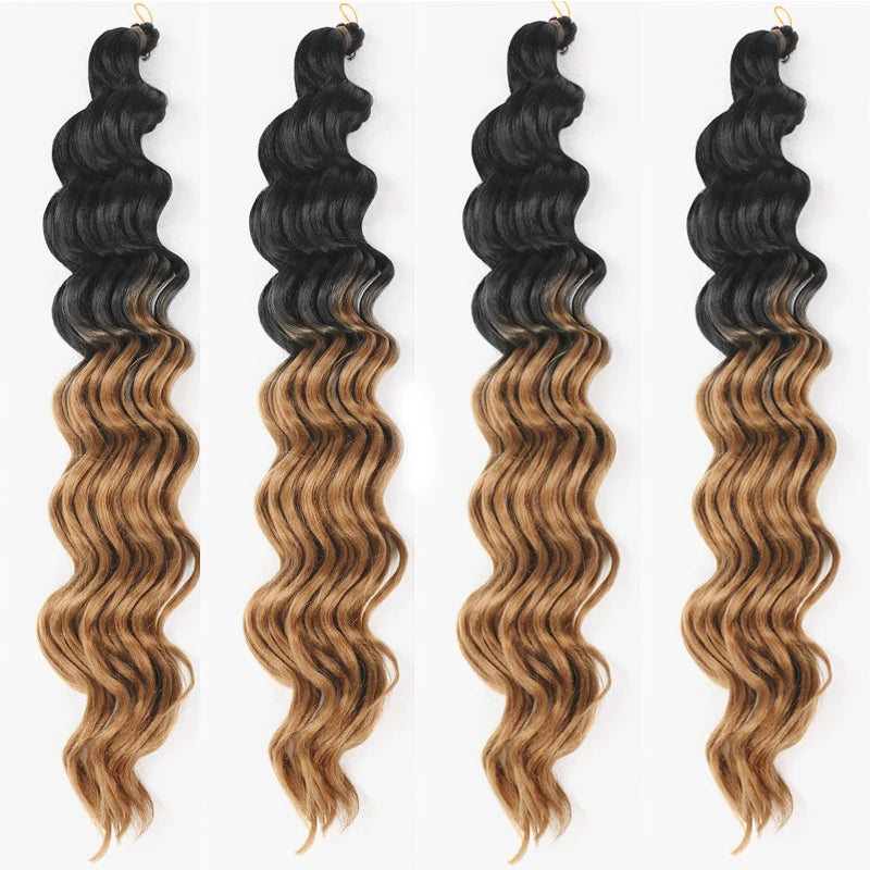 Ombre Deep Water Wave Bulk Crochet Synthetic Hair - Various Colors Available