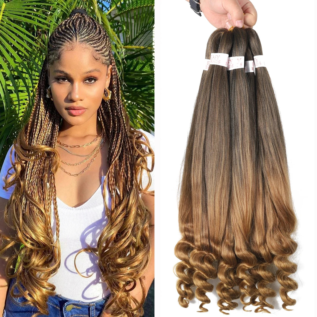 Pre-Stretched French Curly Synthetic Braiding Hair