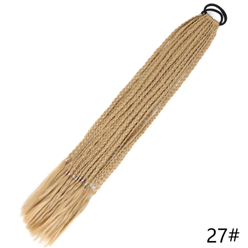 Synthetic Gradient Color Braided Ponytails With Elastic Band