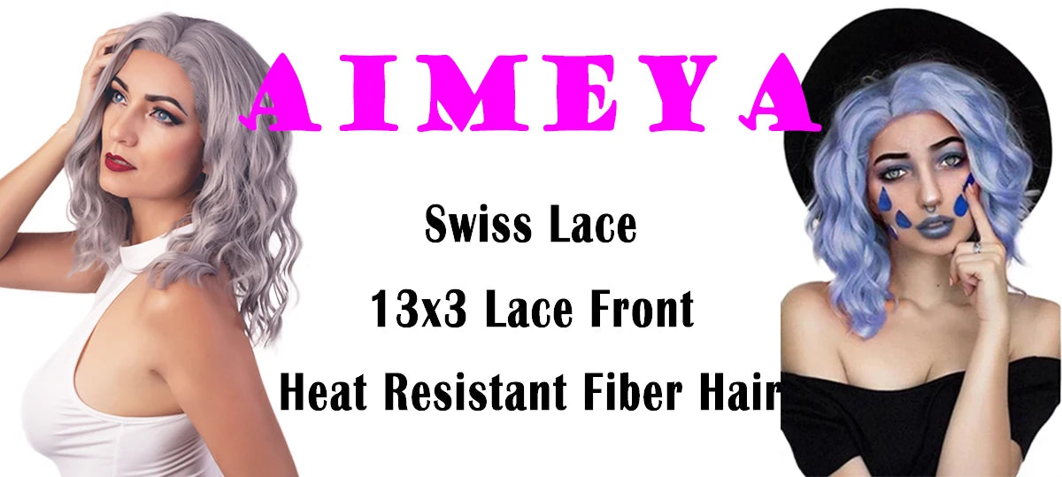 Water Wave Short Synthetic Lace Front Wigs - Various Colors Available