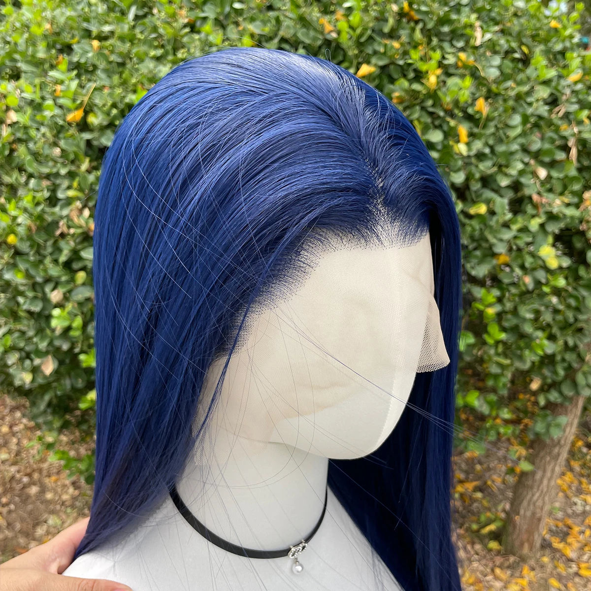 Dark Blue 13X4 Synthetic Long Sliky Straight Lace Wig