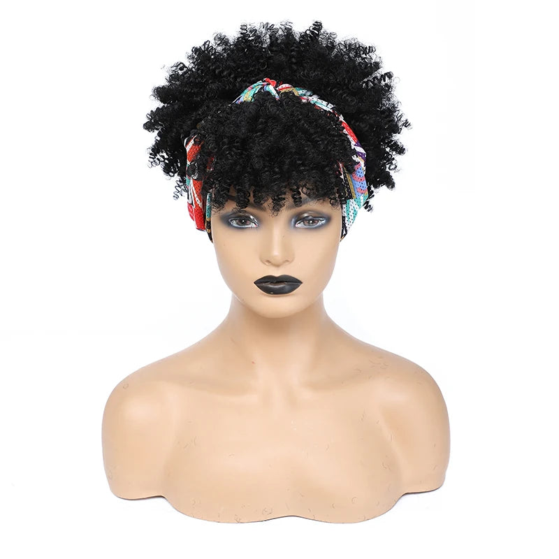 Synthetic Short Kinky Curly Headband Wigs - Various Colors Available