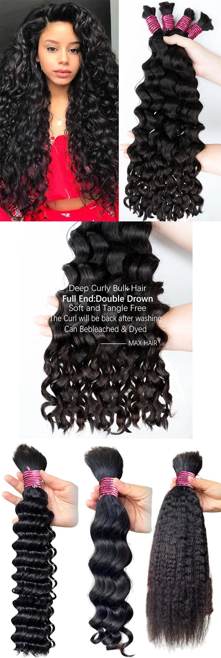 Indian Unprocessed Raw Human Hair Bundles For Braiding