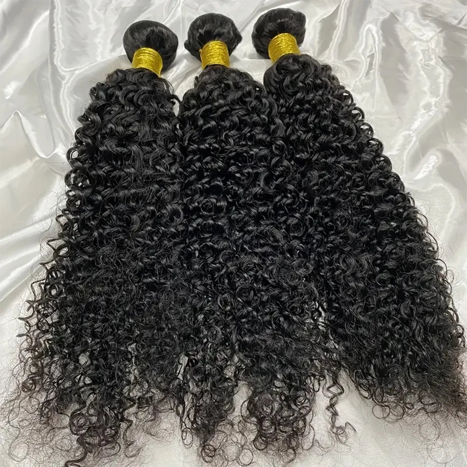 Mongolian Kinky Curly Raw Remy Human Hair Weave Bundles