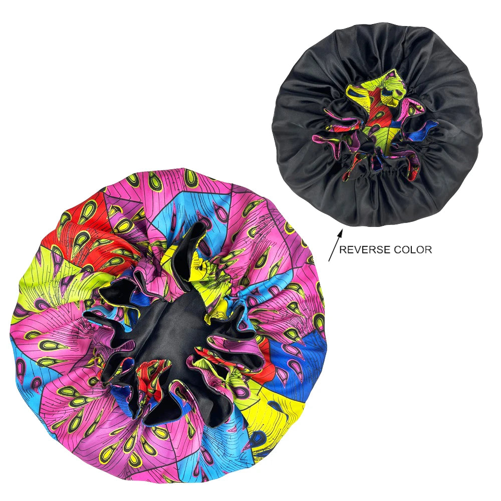 African Pattern Print Satin Bonnets