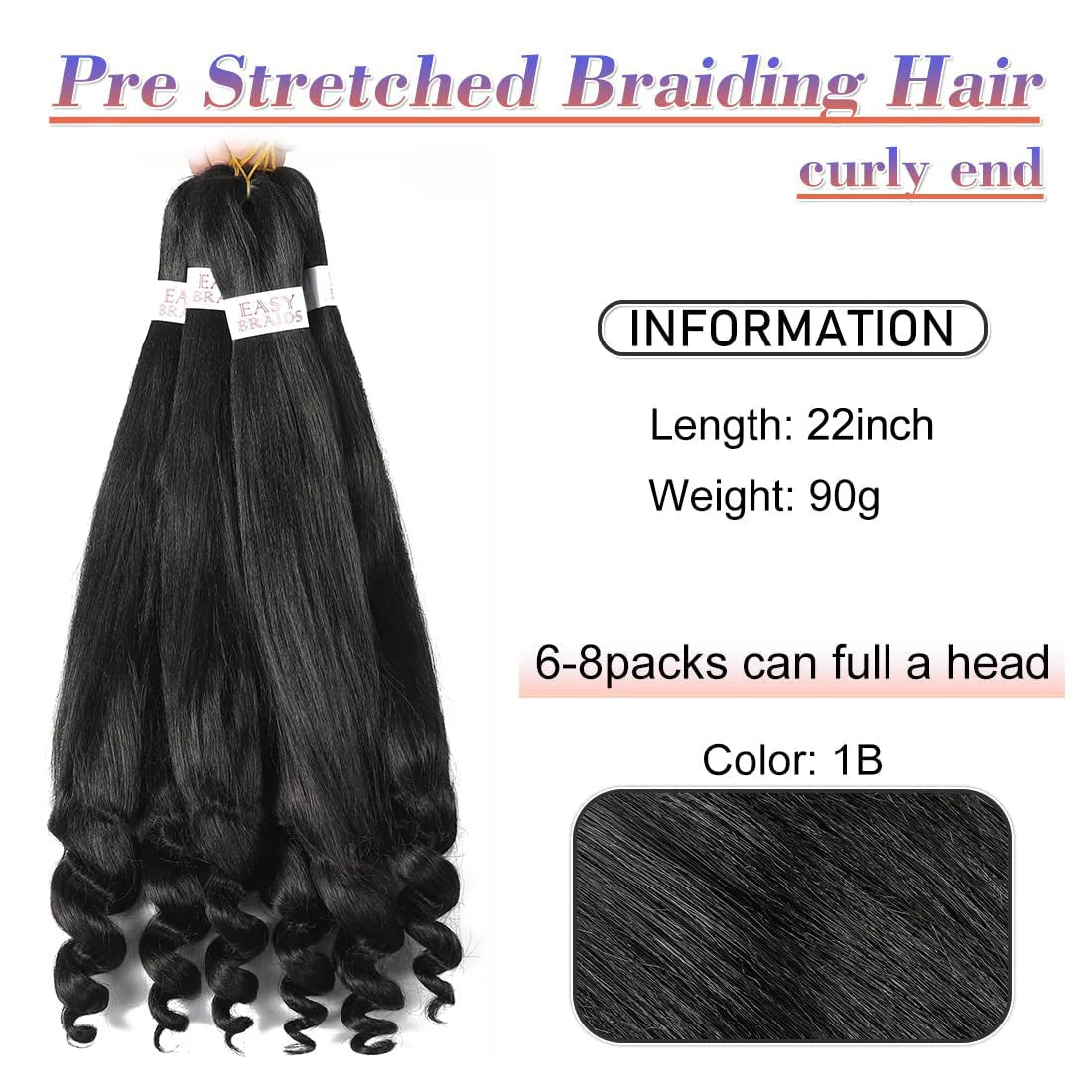 Pre-Stretched French Curly Synthetic Braiding Hair