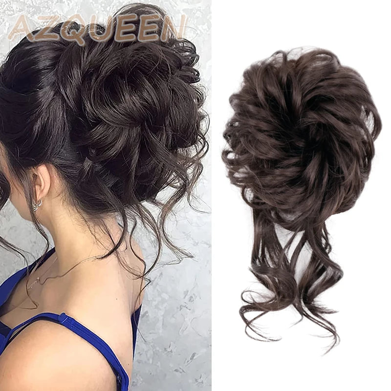 Synthetic Culrly Messy Ponytail Updo Bun with Elastic Band/Scrunchy