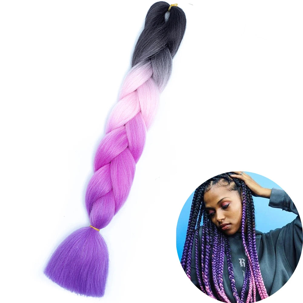 24" Synthetic Yaki Jumbo Braiding Hair - Various Colors Available