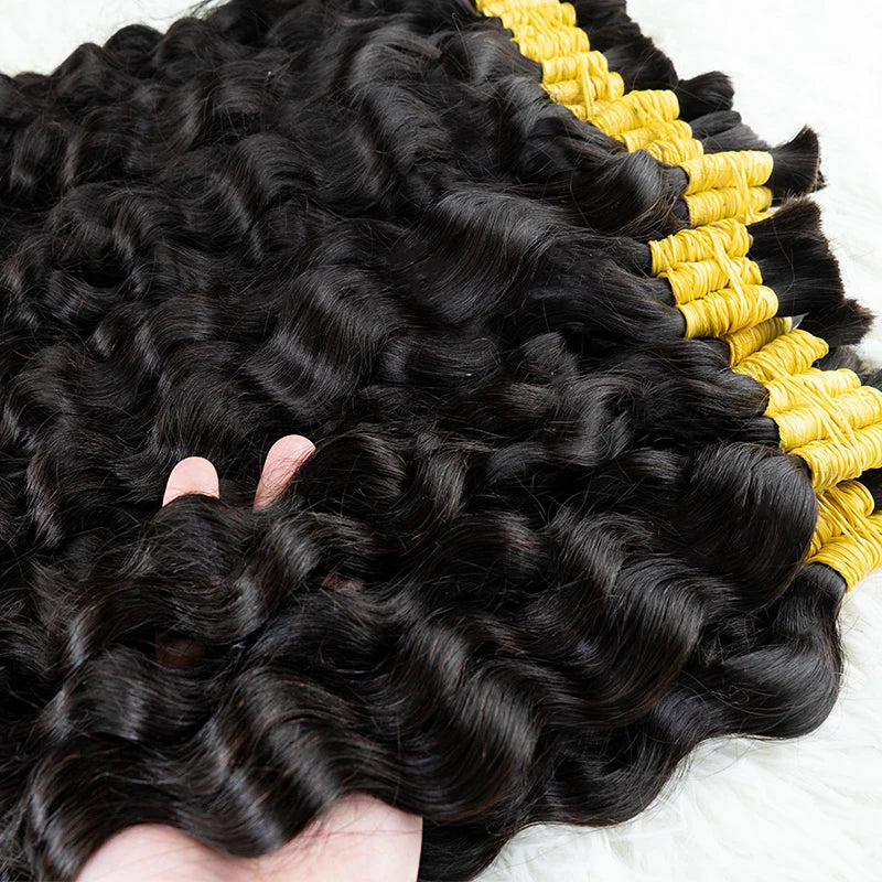 Loose Deep Wave Curly Indian Unprocessed No Weft Human Hair for Braiding