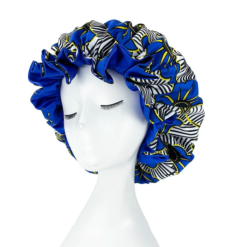 African Pattern Print Satin Bonnets