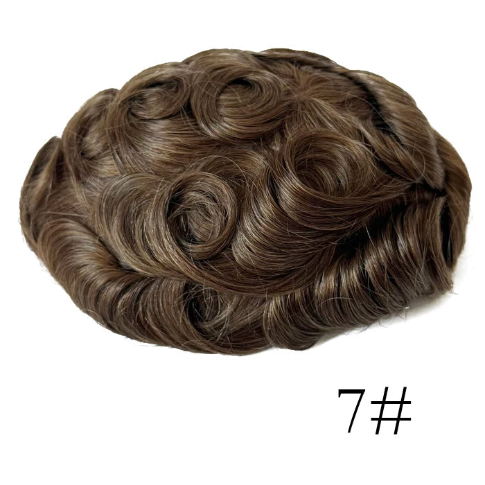 0.08mm Thickness PU Poly Base Double Knotted Toupee Human Hair - Capillary Prothesis